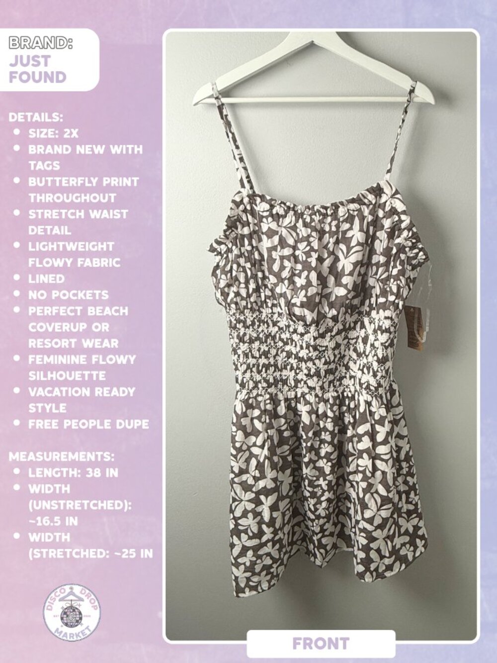 Butterfly Print Resort Maxi Dress Coverup NWT 2X